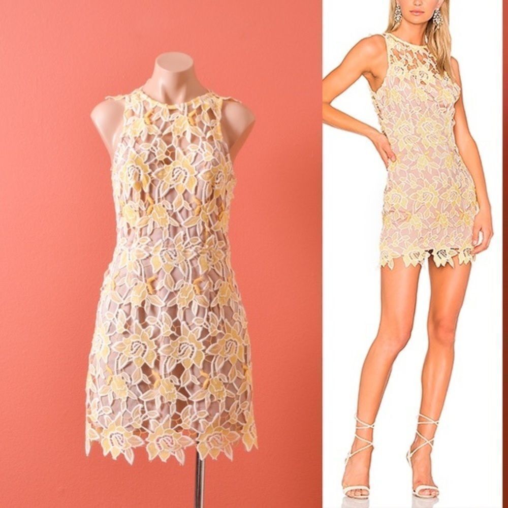 NBD Yellow Lace Mini Dress